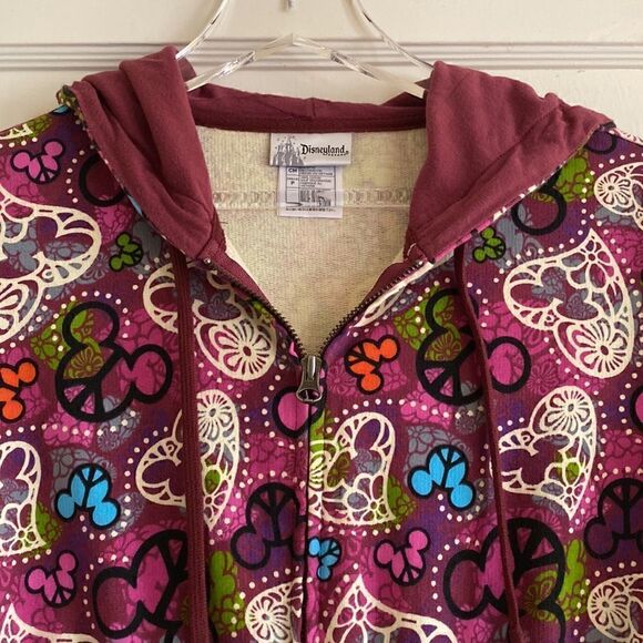 Disneyland Resort Peace Mickey Mouse Zip Up Hoodie Peplum Jacket Size S - Picture 3 of 13